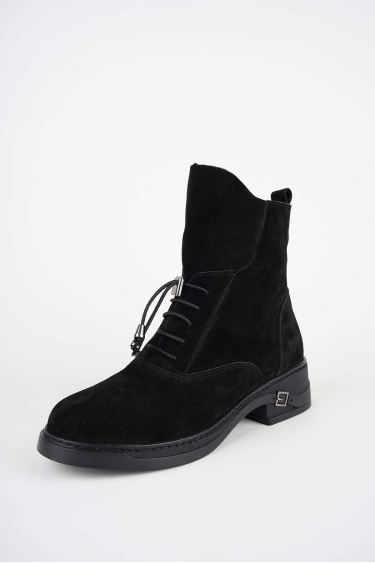 Hakiki Deri Siyah Süet Kadın Casual Bot 252136206