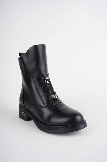 Hakiki Deri Kürklü Siyah Kadın Casual Bot 252136210