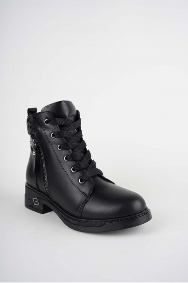 Hakiki Deri Kürklü Siyah Kadın Casual Bot 252136211