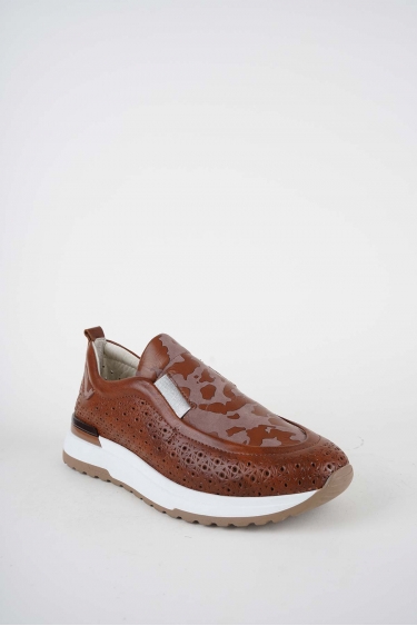 Hakiki Deri Taba Fırça Baskılı-Garni Kadın Casual Ayakkabı 261136101