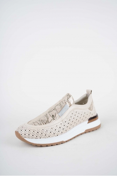 Hakiki Deri Krem-Dore Baskılı Kadın Casual Ayakkabı 261136101