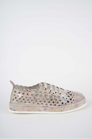 Hakiki Deri Bej Çiçek Kadın Casual Ayakkabı 261136104