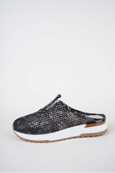 Hakiki Deri Siyah Baskılı Kadın Casual Sabo 261136700