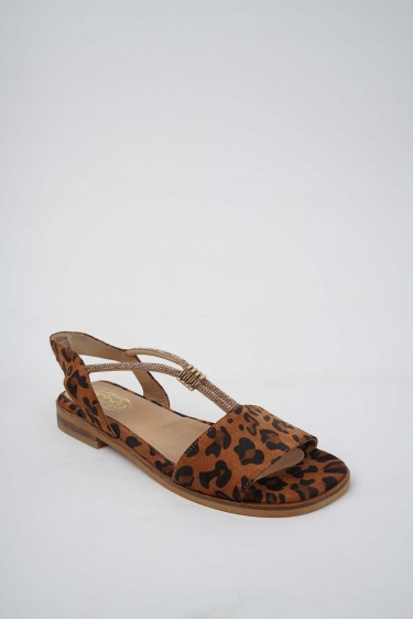 Hakiki Deri Leopar Kadın Alçak Topuklu Sandalet 251141510