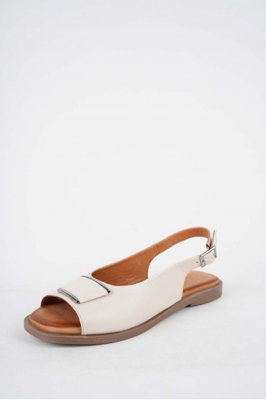 Hakiki Deri Bej Kadın Düz Sandalet 251141511