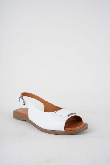 Hakiki Deri Beyaz Kadın Düz Sandalet 251141511