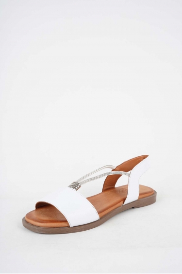 Hakiki Deri Beyaz Kadın Düz Sandalet 251141514