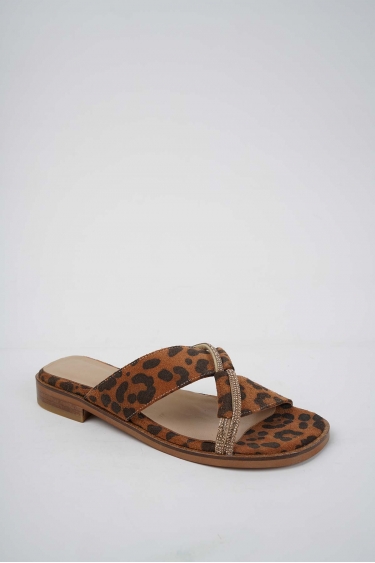 Hakiki Deri Leopar Kadın Alçak Topuklu Terlik 251141603