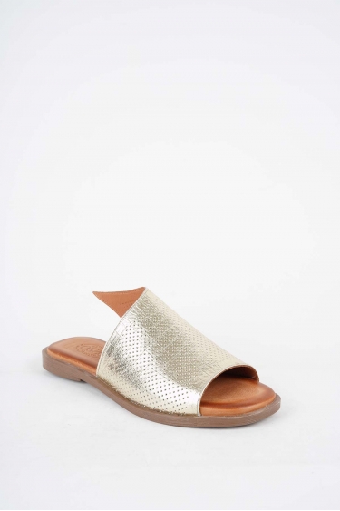 Hakiki Deri Altın Kadın Düz Terlik 251141604