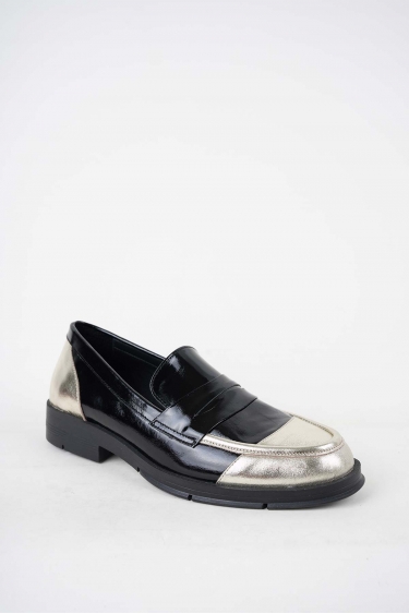 Hakiki Deri Siyah Rugan-Altın Kadın Casual Ayakkabı 252141100