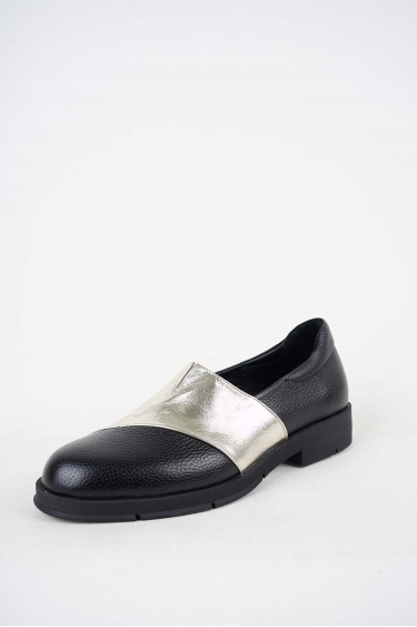 Hakiki Deri Siyah Floter-Altın Kadın Casual Ayakkabı 252141103