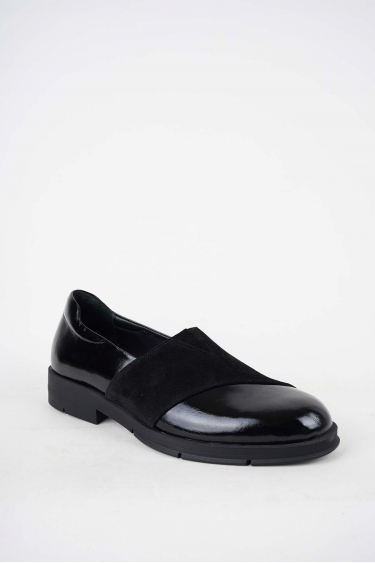 Hakiki Deri Siyah Rugan-Siyah Süet Kadın Casual Ayakkabı 252141103