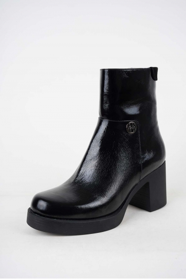 Hakiki Deri Siyah Rugan Kadın Topuklu Bot 252141200