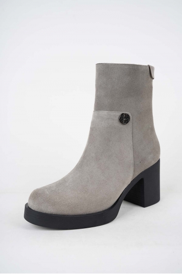 Hakiki Deri Vizon Süet Kadın Topuklu Bot 252141200