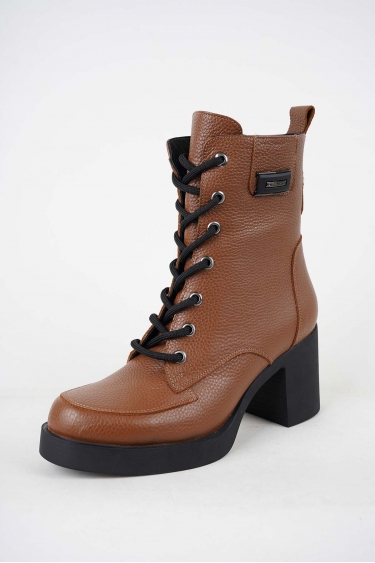 Hakiki Deri Taba Floter Kadın Topuklu Bot 252141201