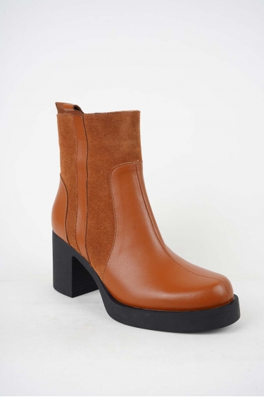 Hakiki Deri Taba-Taba Süet Kadın Topuklu Bot 252141203