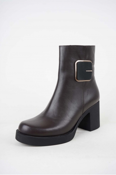 Hakiki Deri Kahve Kadın Topuklu Bot 252141204