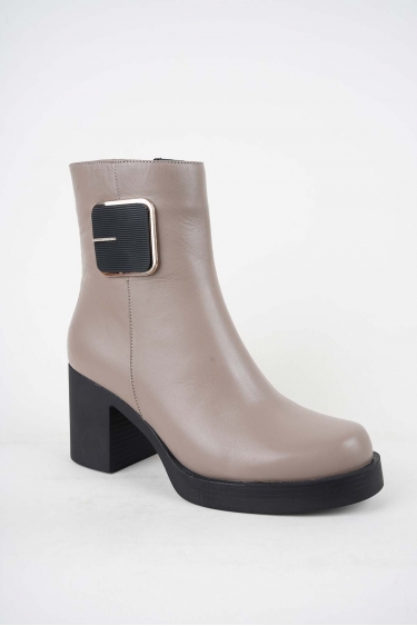 Hakiki Deri Vizon Kadın Topuklu Bot 252141204