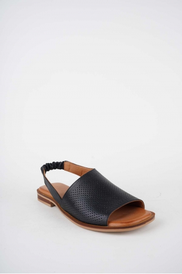 Hakiki Deri Siyah Kadın Düz Sandalet 261141501