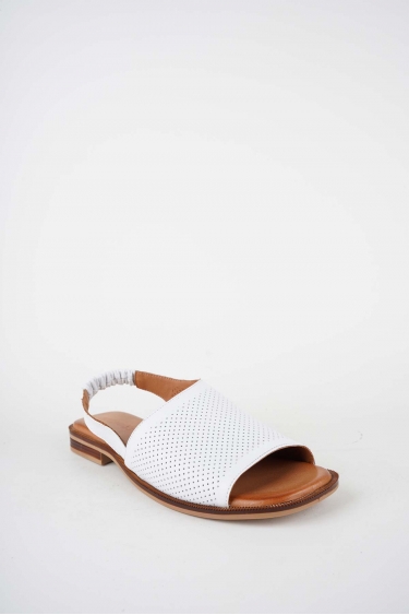 Hakiki Deri Beyaz Kadın Düz Sandalet 261141501