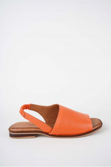 Hakiki Deri Oranj Kadın Düz Sandalet 261141501