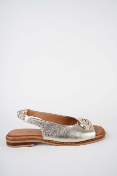 Hakiki Deri Altın Kadın Düz Sandalet 261141505