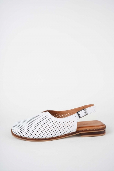 Hakiki Deri Beyaz Kadın Burun Kapalı Sandalet 261141506