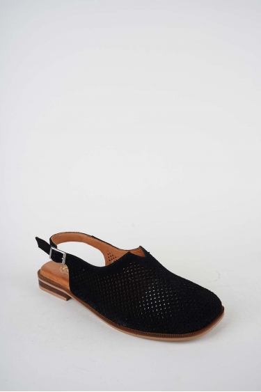 Hakiki Deri Siyah Süet Kadın Burun Kapalı Sandalet 261141506