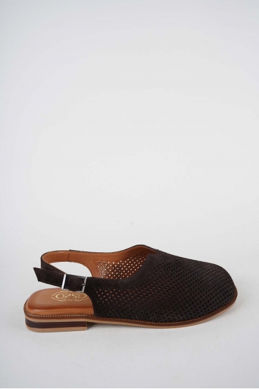 Hakiki Deri Kahve Süet Kadın Burun Kapalı Sandalet 261141506