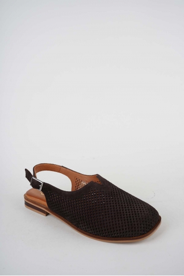 Hakiki Deri Kahve Süet Kadın Burun Kapalı Sandalet 261141506