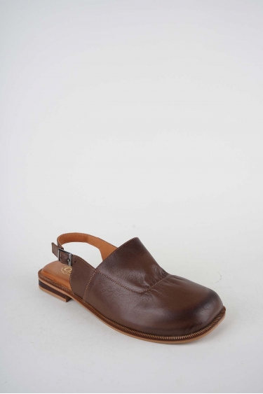 Hakiki Deri Kahve Kadın Burun Kapalı Sandalet 261141507