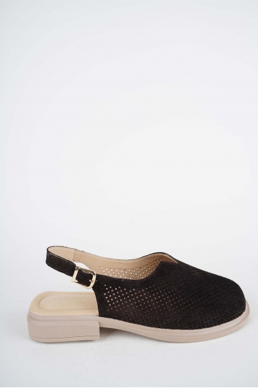 Hakiki Deri Kahve Süet Kadın Burun Kapalı Sandalet 261141508