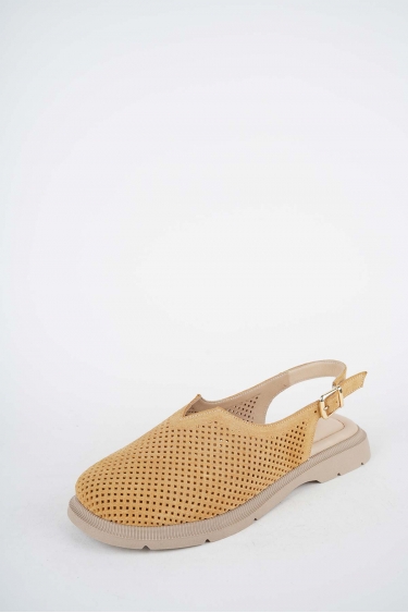 Hakiki Deri Sarı Süet Kadın Burun Kapalı Sandalet 261141509