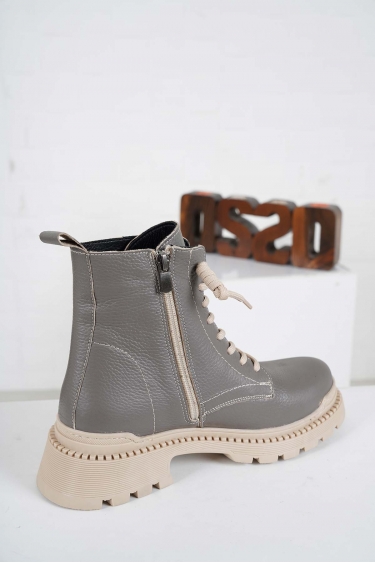 Hakiki Deri Gri Floter Kadın Postal Bot 232145201