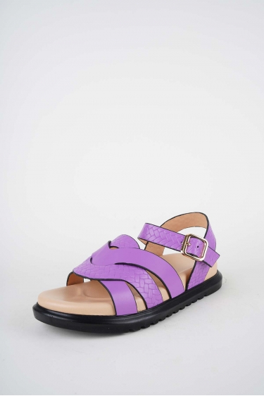 Hakiki Deri Lila Kadın Düz Sandalet 261162501