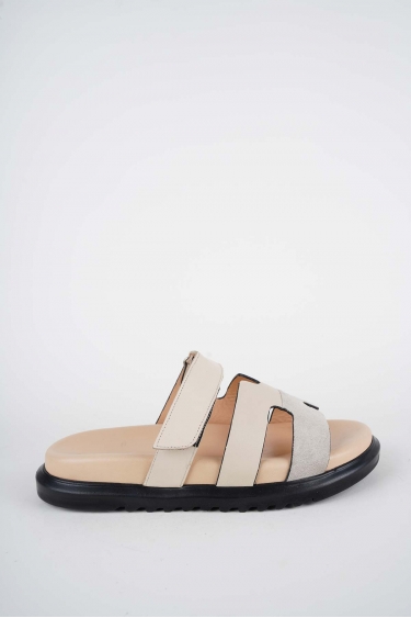 Hakiki Deri Bej Süet-Bej Kadın Düz Terlik 261162601