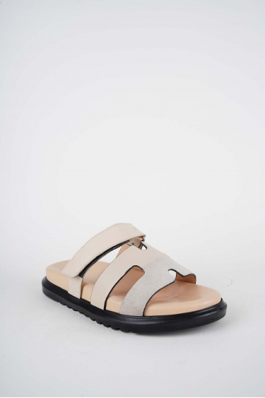 Hakiki Deri Bej Süet-Bej Kadın Düz Terlik 261162601