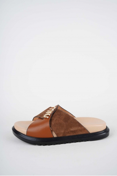 Hakiki Deri Taba Süet-Taba Kadın Düz Terlik 261162603