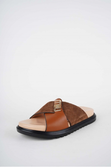 Hakiki Deri Taba Süet-Taba Kadın Düz Terlik 261162603