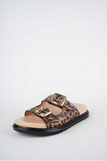 Hakiki Deri Leopar Kadın Düz Terlik 261162605