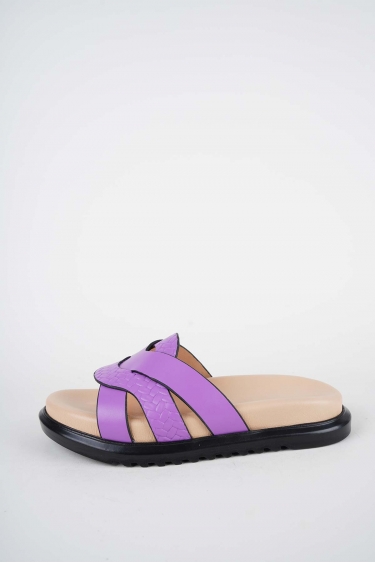 Hakiki Deri Lila Kadın Düz Terlik 261162606