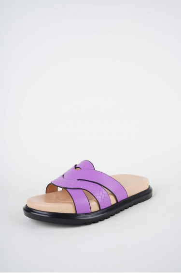 Hakiki Deri Lila Kadın Düz Terlik 261162606