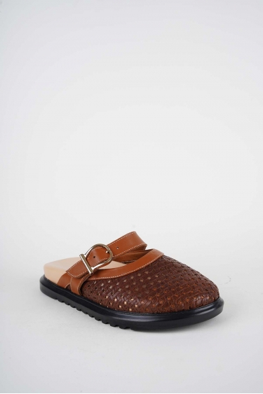 Hakiki Deri Kahve-Taba Kadın Zımbalı Sabo 261162702