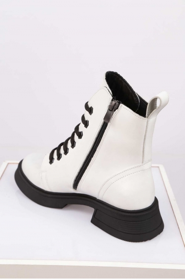 Hakiki Deri Beyaz Kadın Postal Bot 212172201