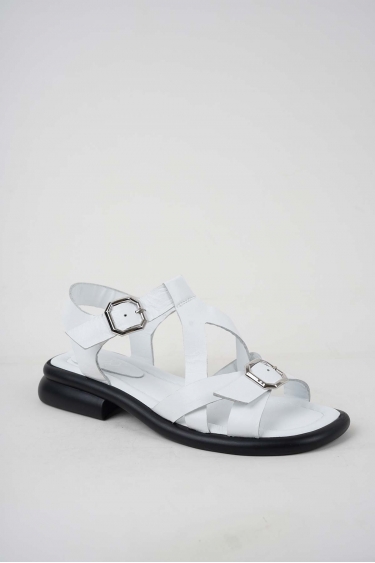 Hakiki Deri Beyaz Kadın Topuklu Sandalet 251173501