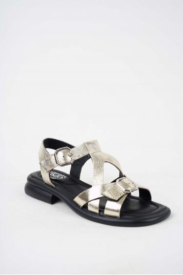 Hakiki Deri Altın Kadın Topuklu Sandalet 251173501