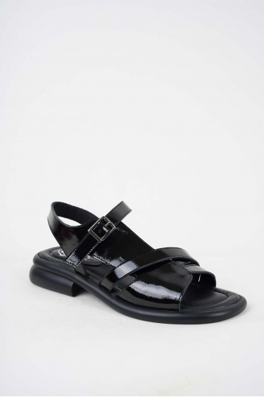 Hakiki Deri Siyah Rugan Kadın Topuklu Sandalet 251173503