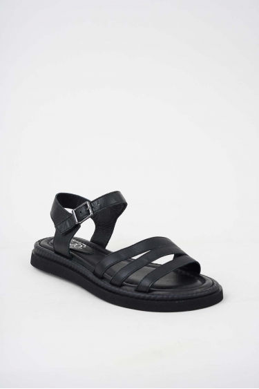 Hakiki Deri Siyah Kadın Düz Sandalet 251173509