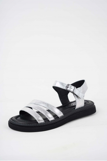 Hakiki Deri Gümüş Kadın Düz Sandalet 251173509