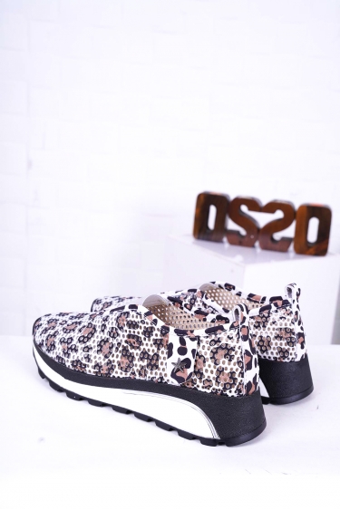 Hakiki Deri Beyaz Leopar Kadın Casual Ayakkabı 241176112